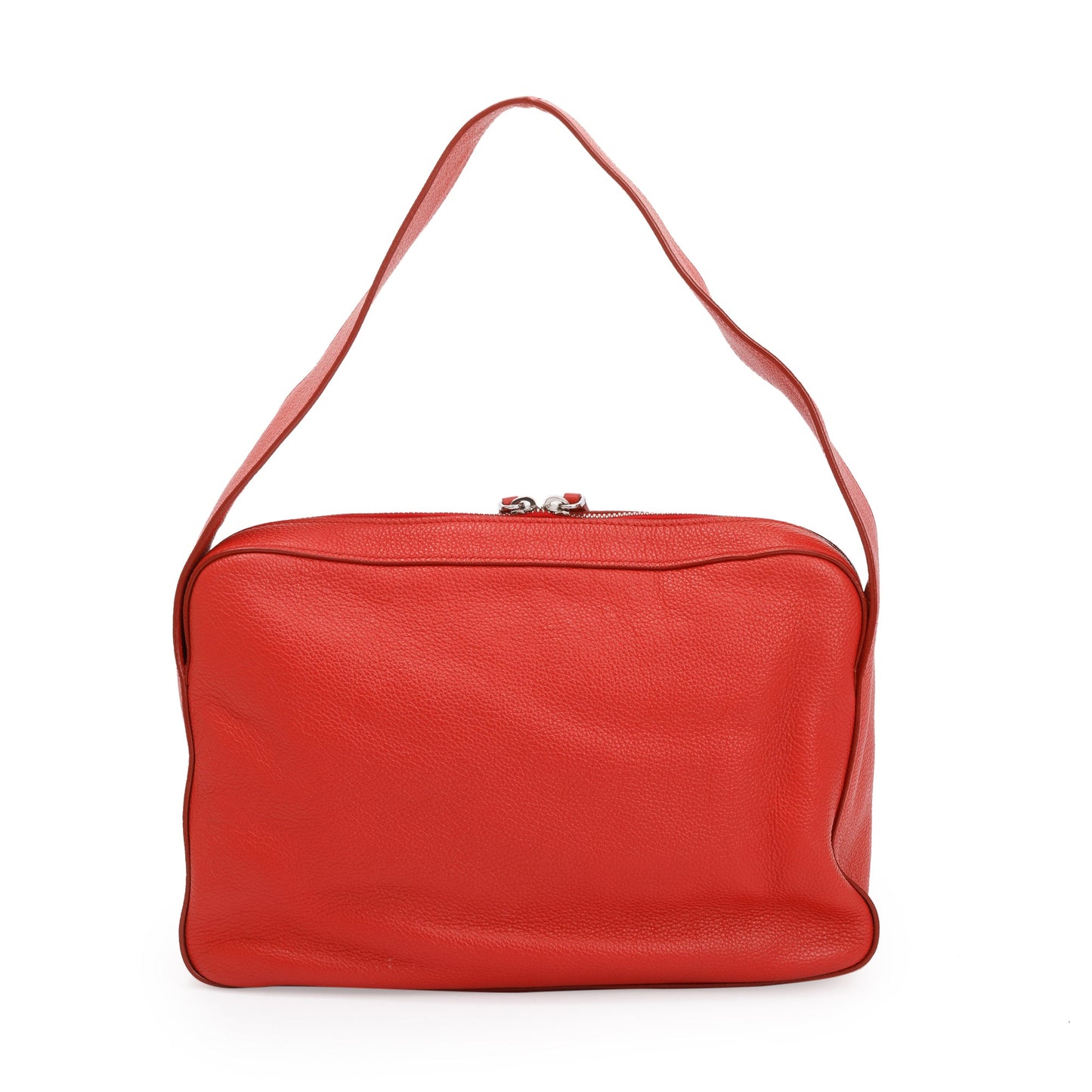 Prada Red Vitello Daino Leather Zipped Shoulder Bag