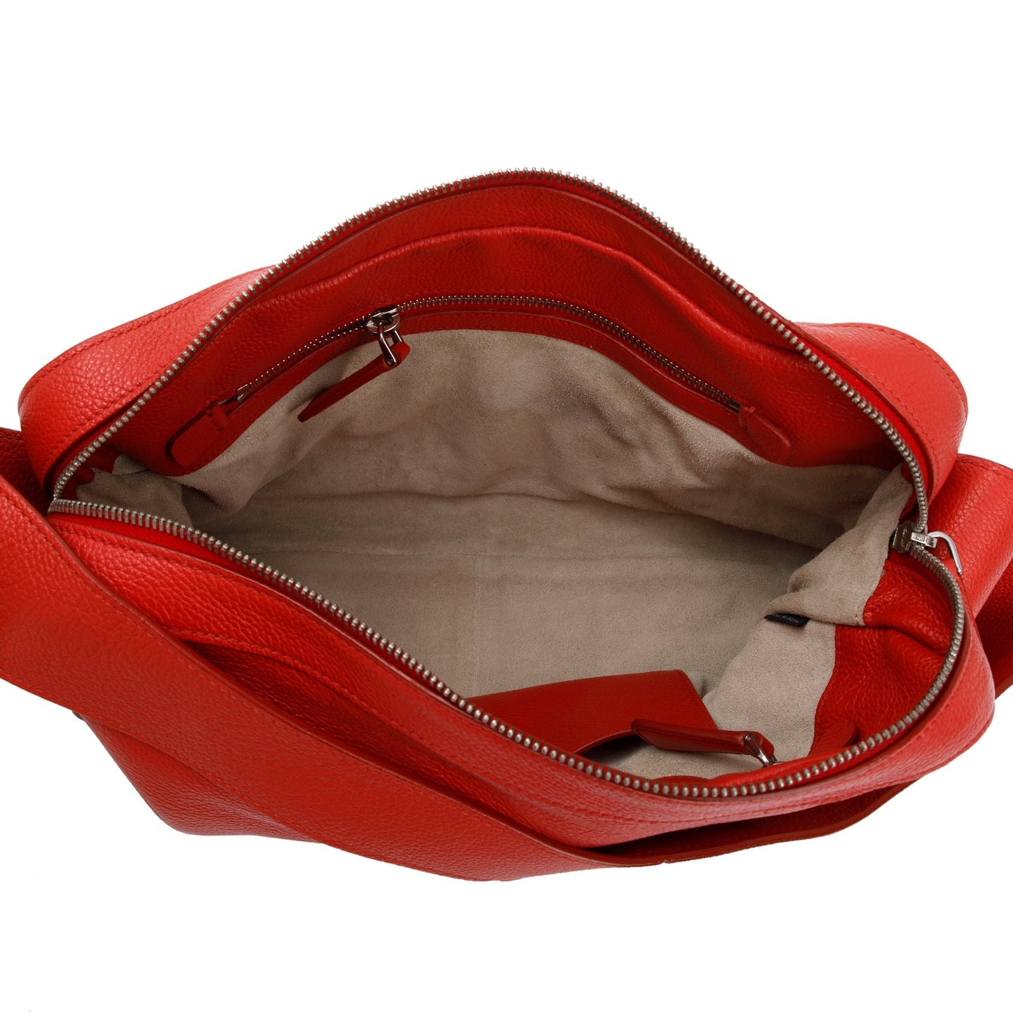 Prada Red Vitello Daino Leather Zipped Shoulder Bag