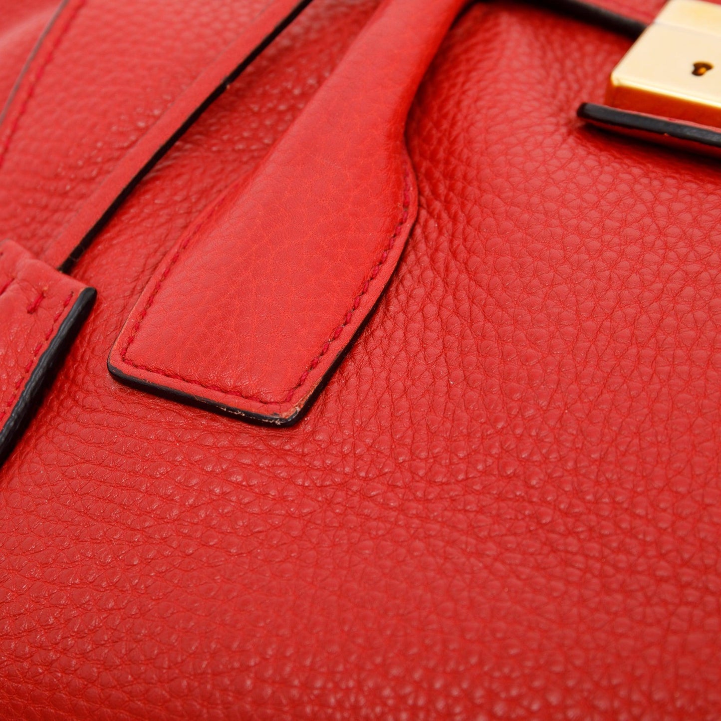Prada Red Vitello Daino Sound Twin Pocket Tote