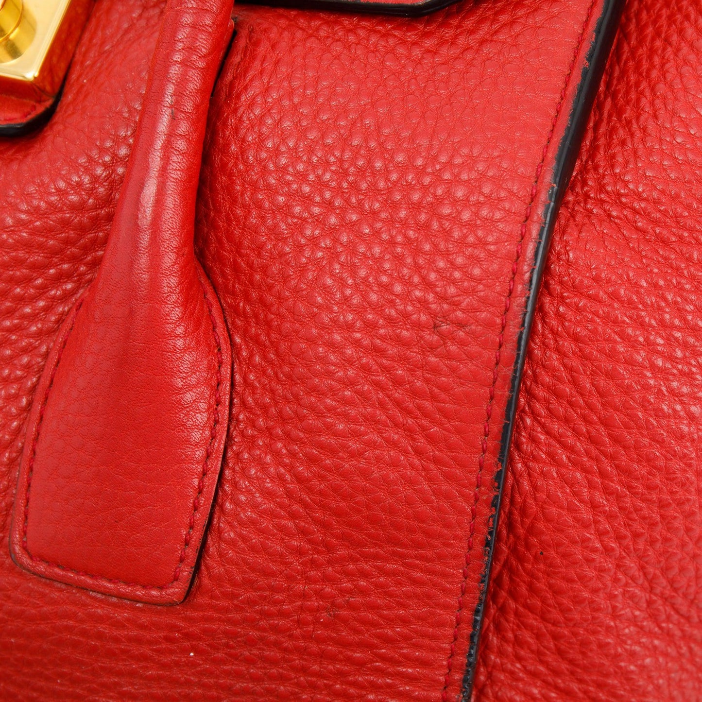 Prada Red Vitello Daino Sound Twin Pocket Tote