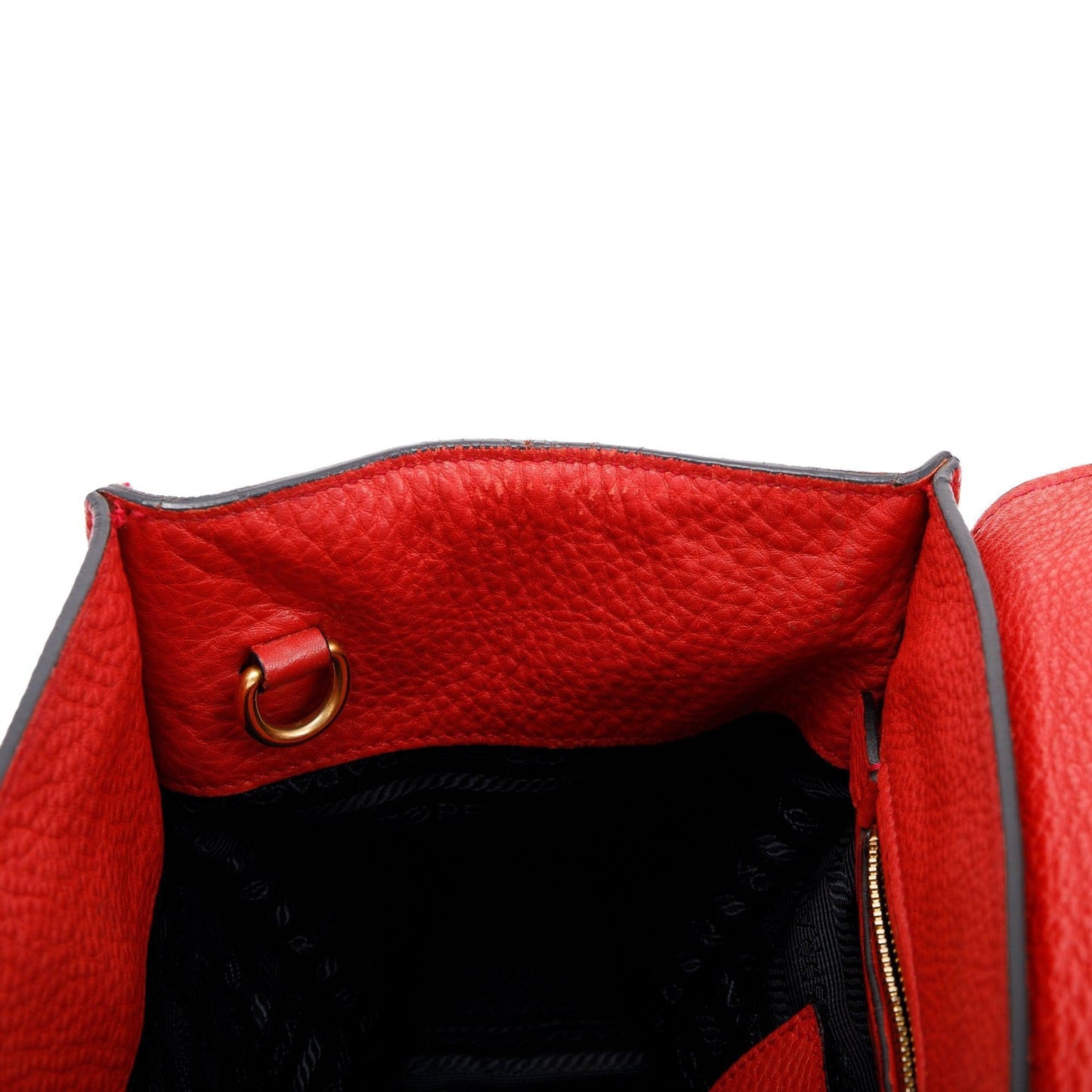 Prada Red Vitello Daino Sound Twin Pocket Tote