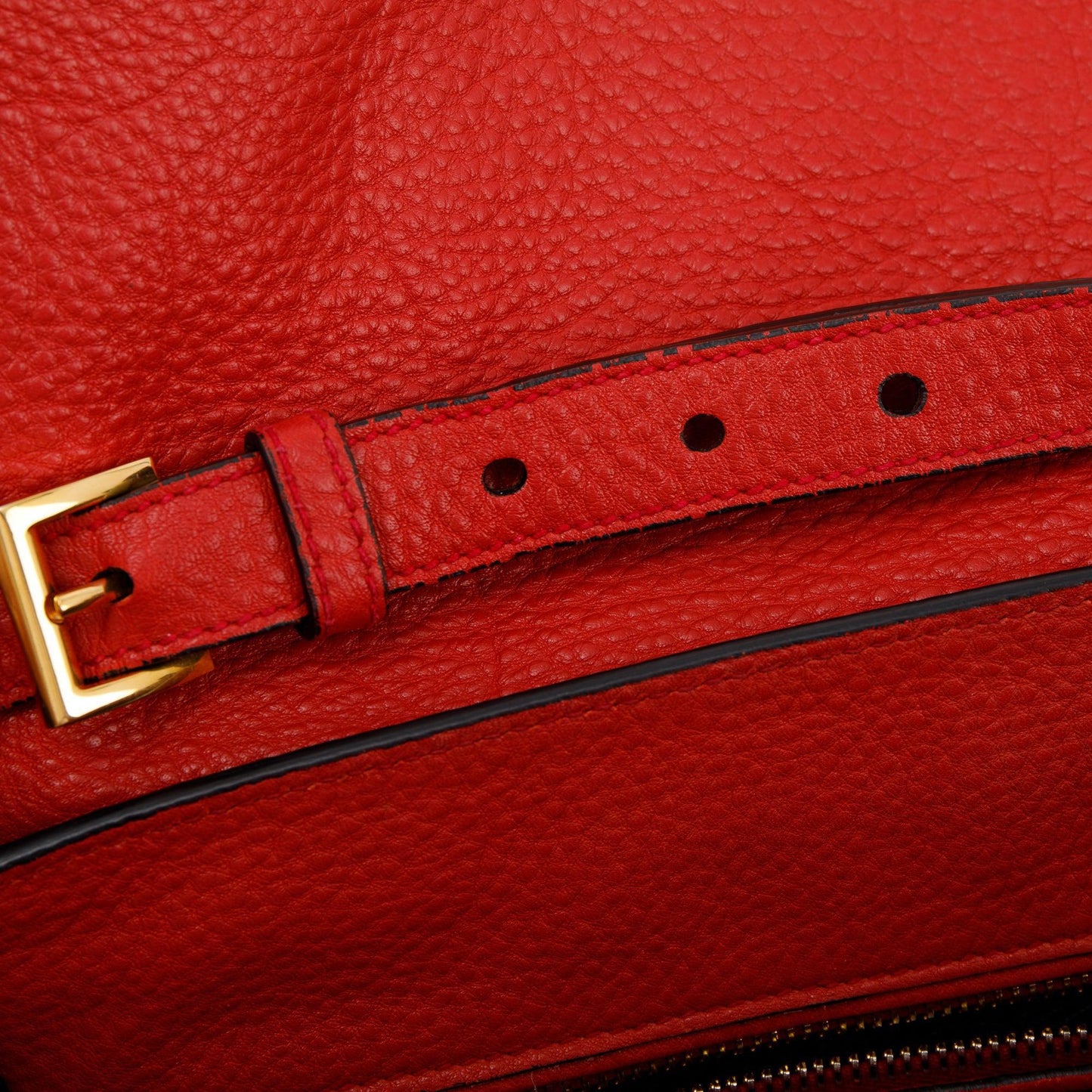 Prada Red Vitello Daino Sound Twin Pocket Tote