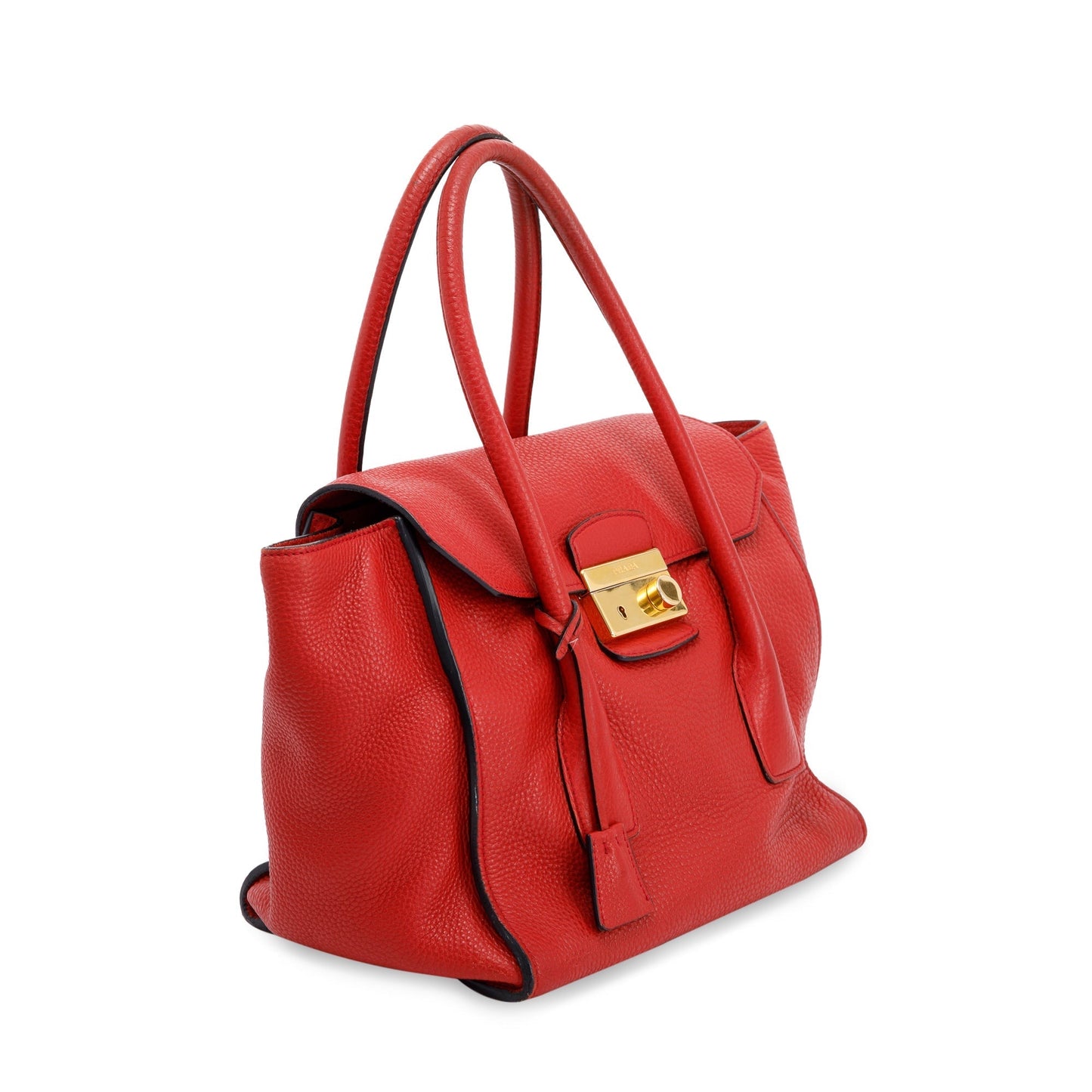 Prada Red Vitello Daino Sound Twin Pocket Tote