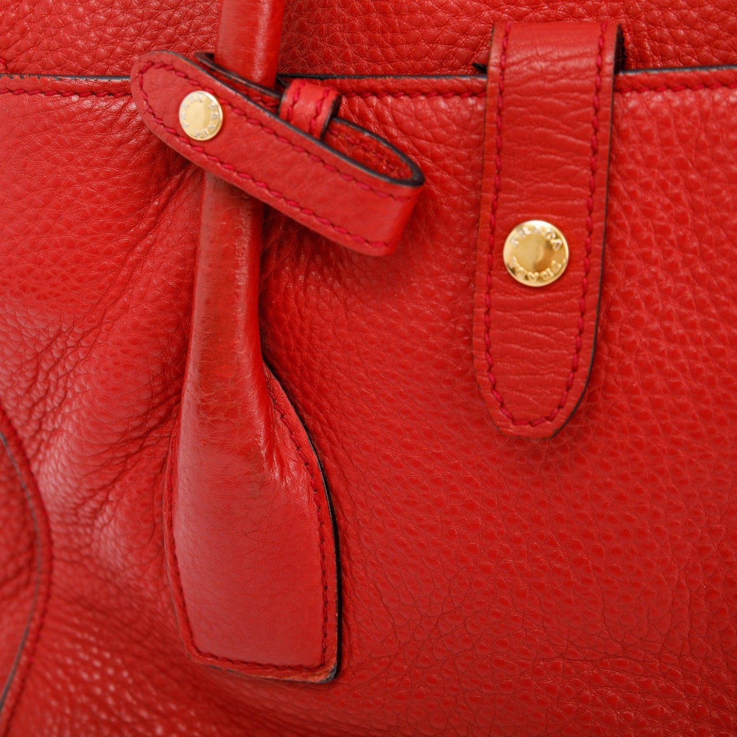 Prada Red Vitello Daino Sound Twin Pocket Tote