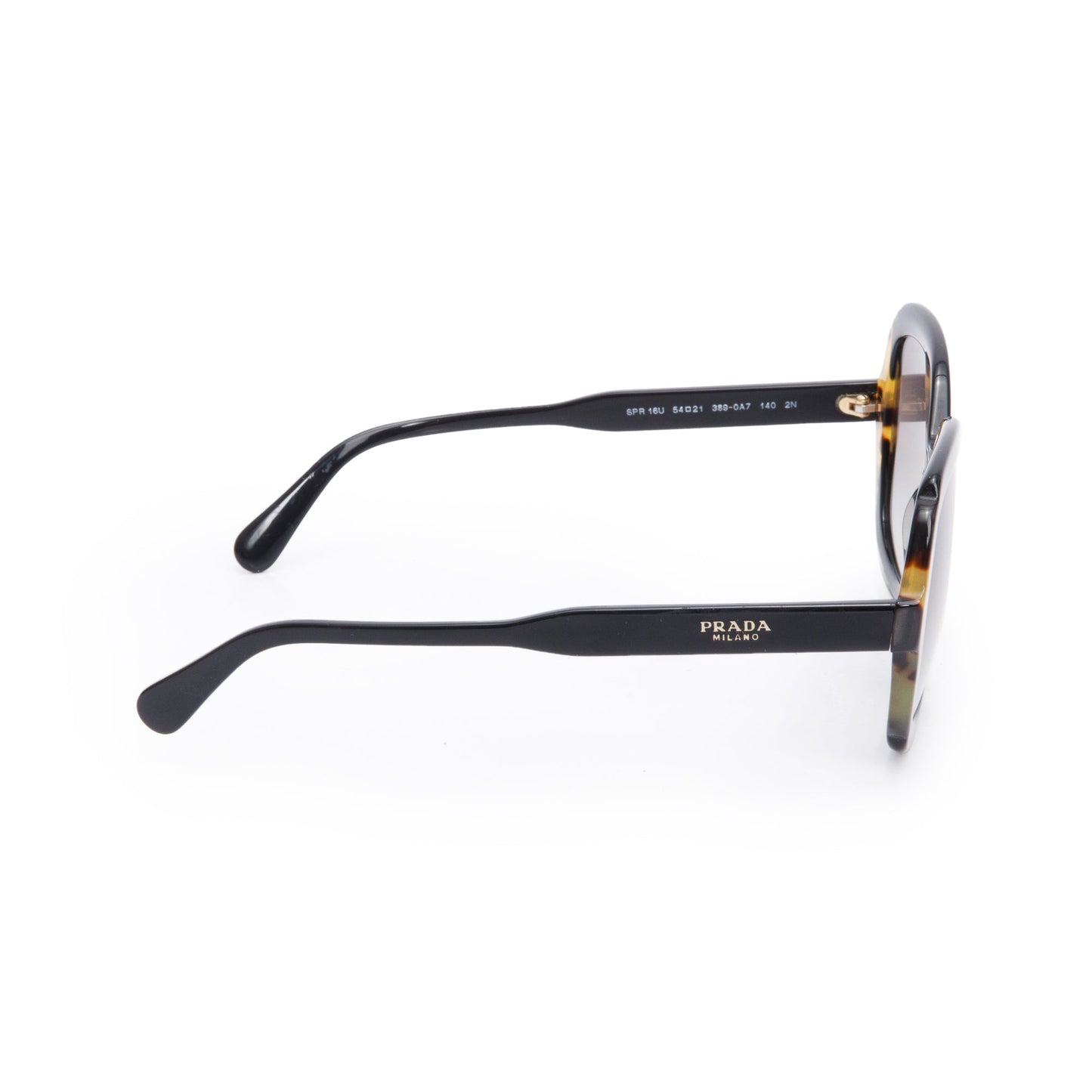 Prada SPR 16U Black/Havana Acetate Square Sunglasses