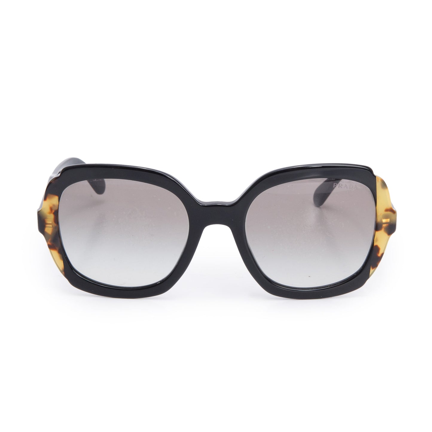 Prada SPR 16U Black/Havana Acetate Square Sunglasses