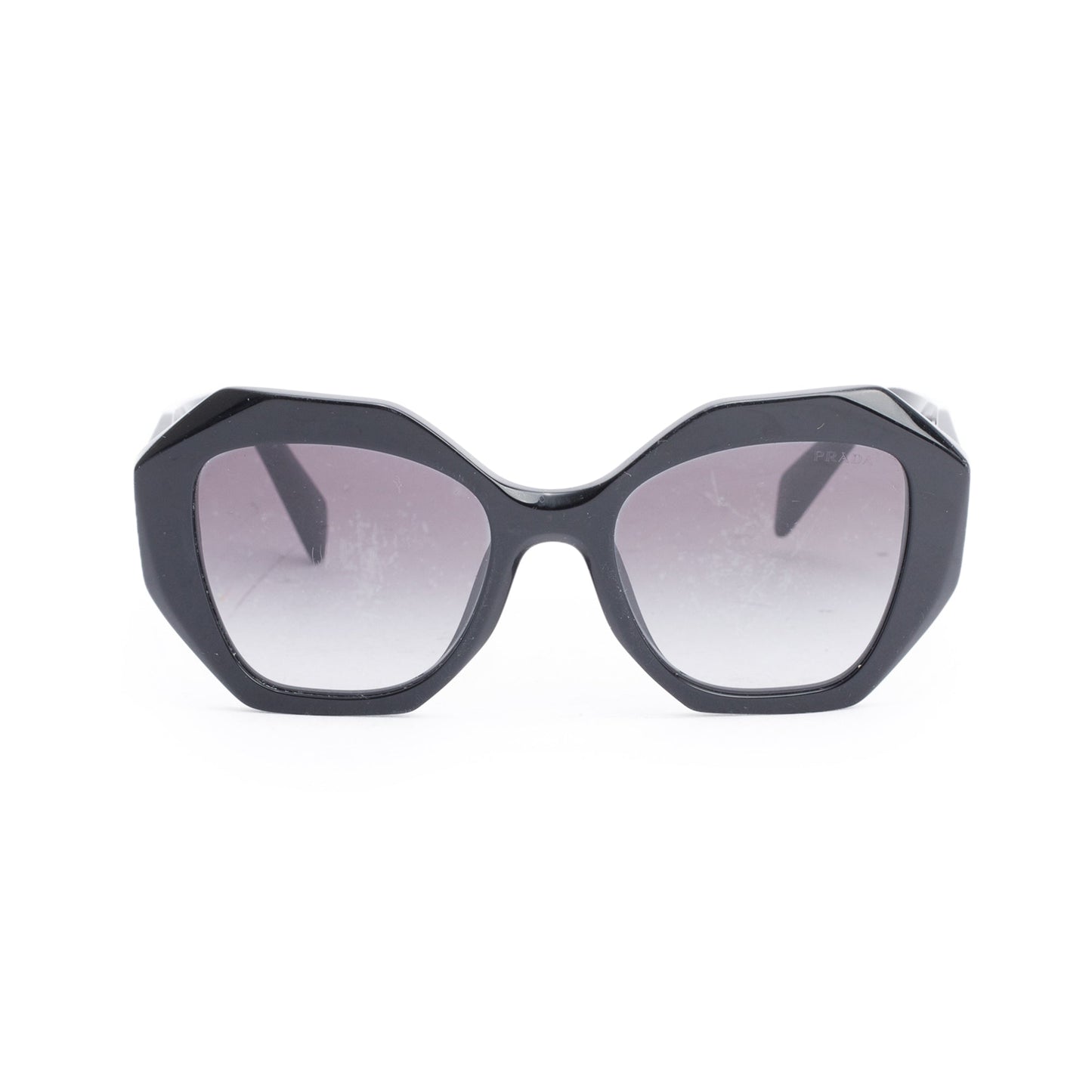 Prada SPR 16W Black Acetate Symbole Geometric Sunglasses