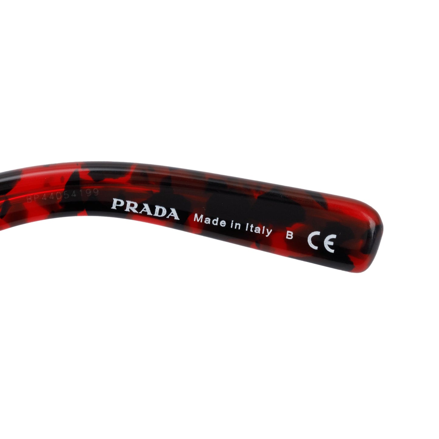 Prada SPR 22Y Black & Red Acetate Square Sunglasses