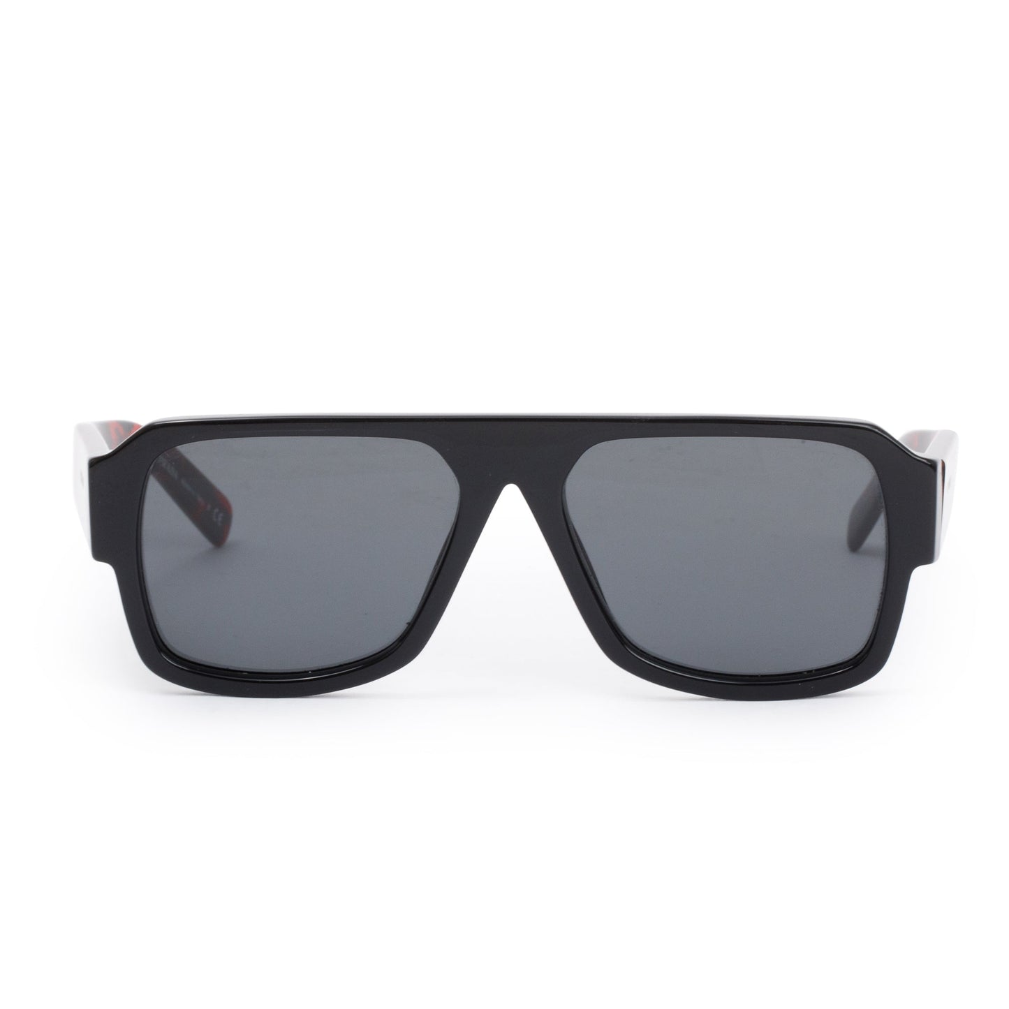Prada SPR 22Y Black & Red Acetate Square Sunglasses