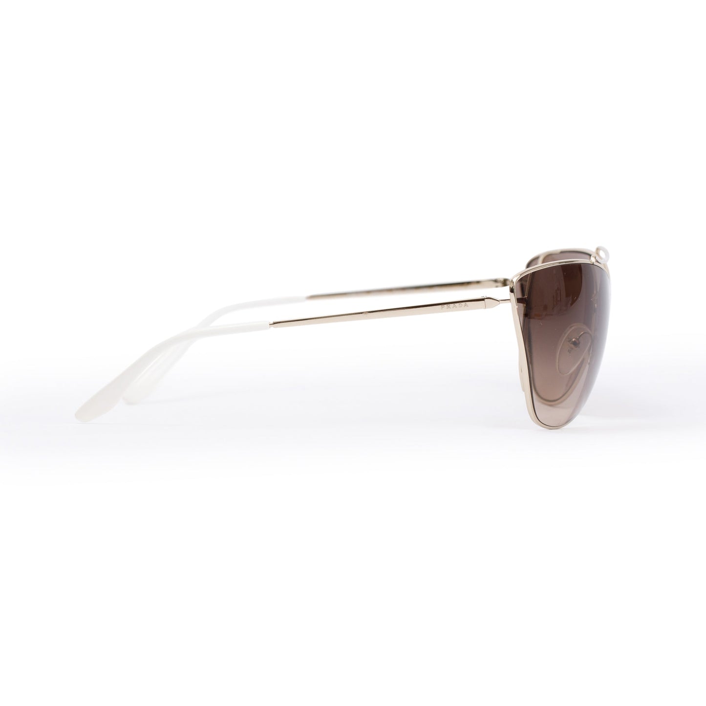 Prada SPR 65V Gold Tone Metal White Acetate Aviator Sunglasses
