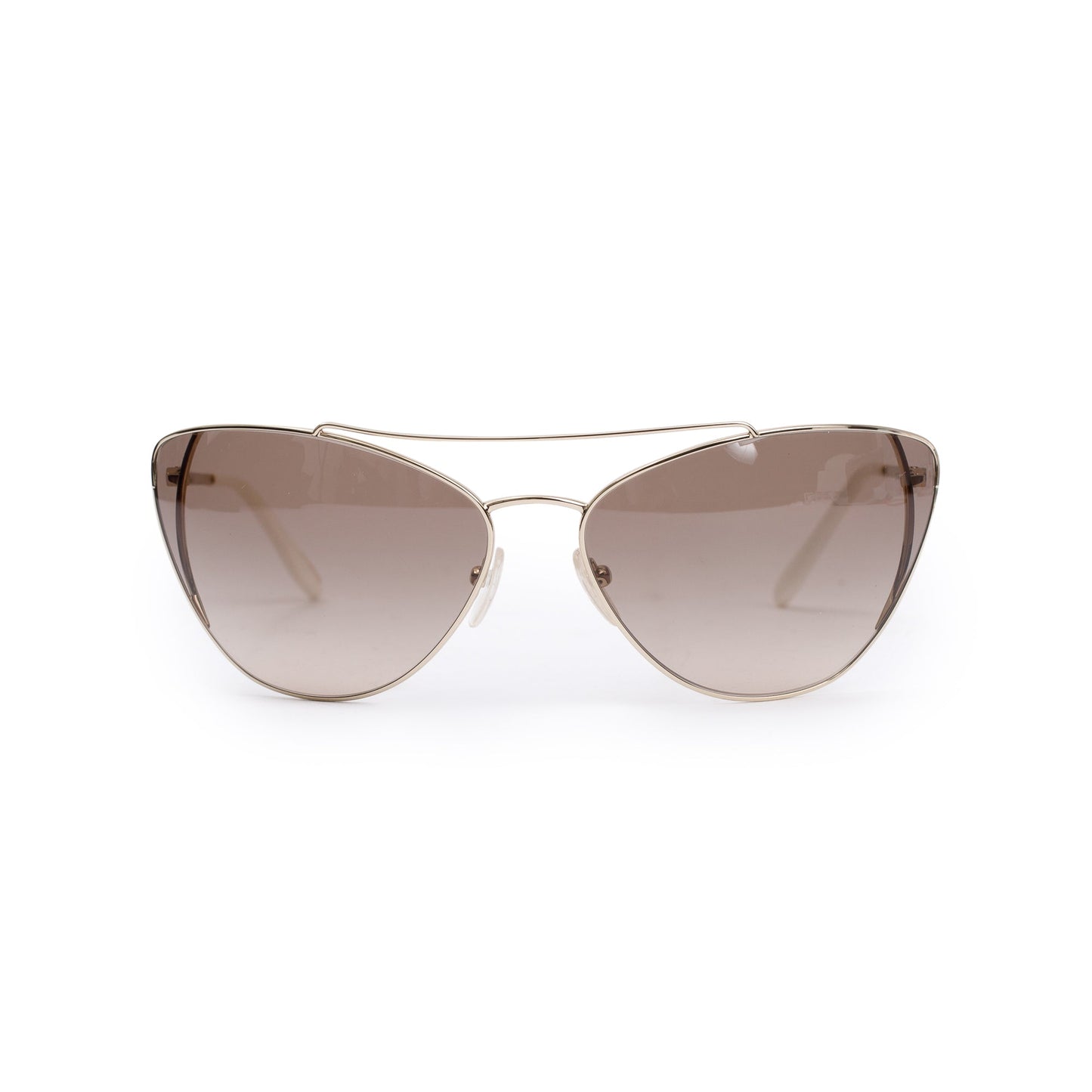 Prada SPR 65V Gold Tone Metal White Acetate Aviator Sunglasses