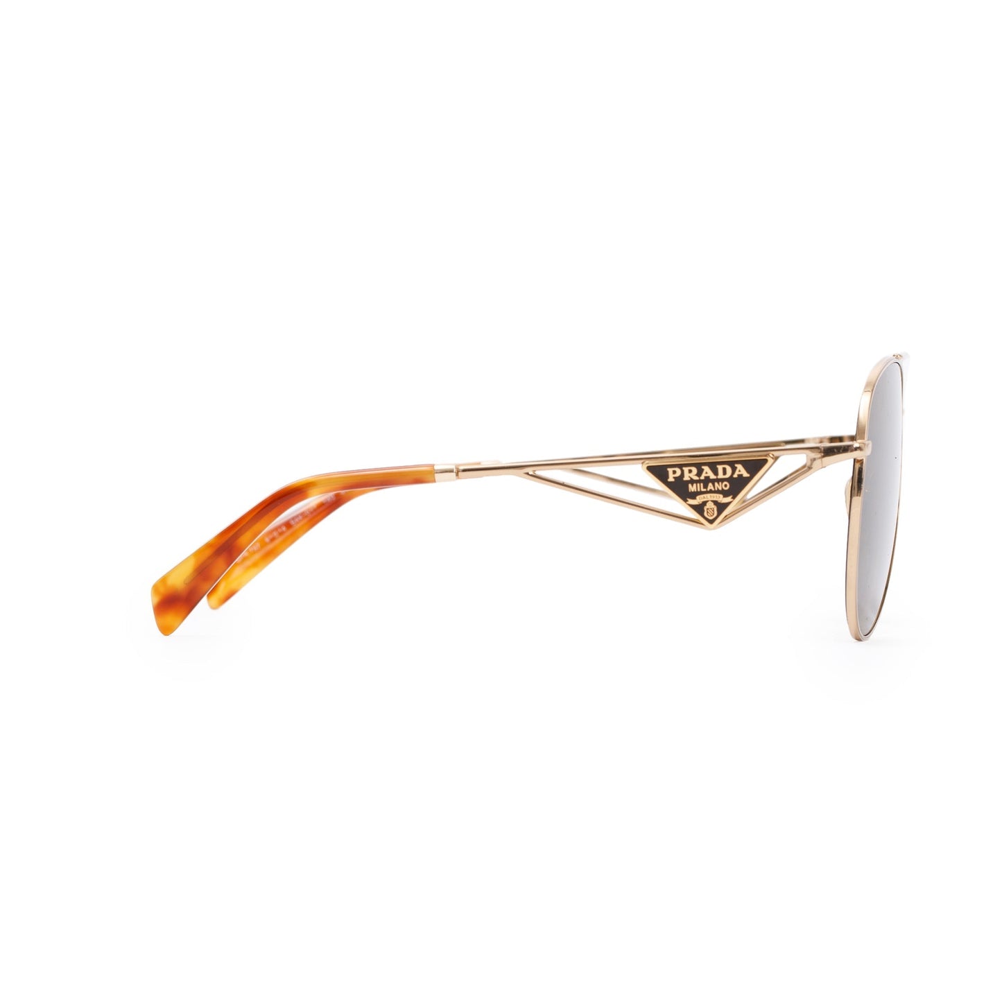 Prada SPR737 Gold-Tonte Metal Triangle Logo Aviator Sunglasses