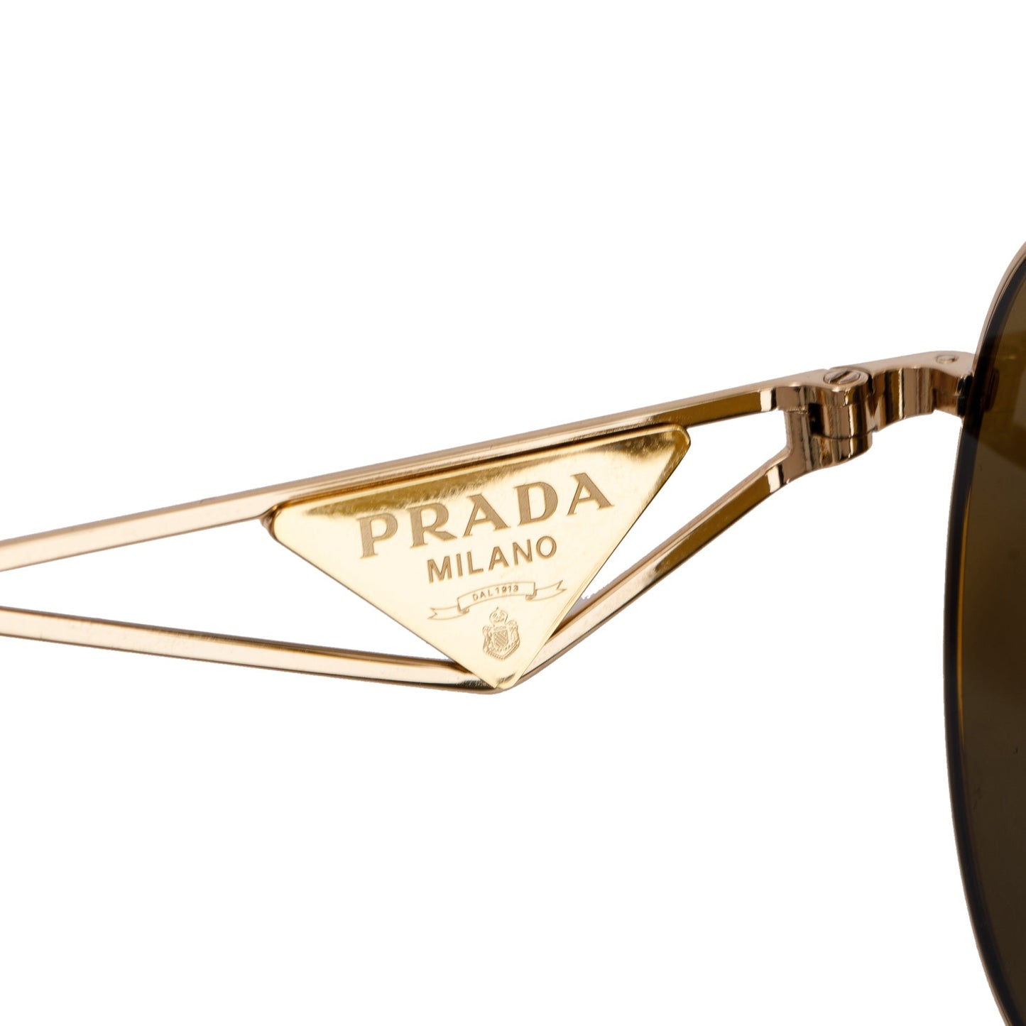 Prada SPR737 Gold-Tonte Metal Triangle Logo Aviator Sunglasses
