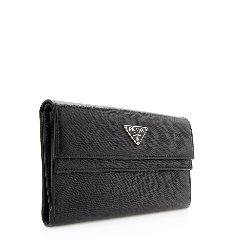 Prada Saffiano Leather Double Flap Wallet (SHF-19872)