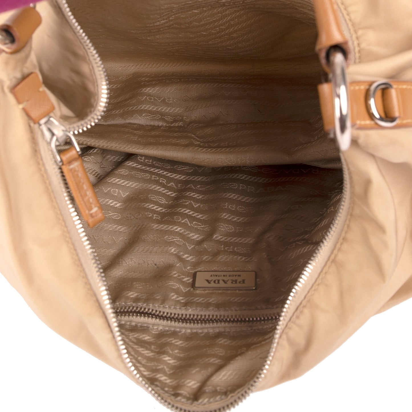 Prada Saffiano Leather-Trimmed Tessuto Hobo