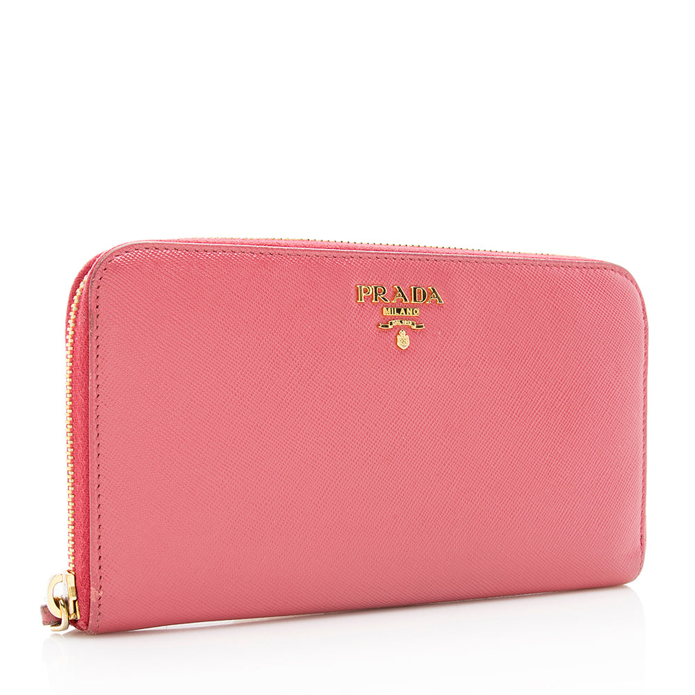 Prada Saffiano Leather Zip Around Wallet (SHF-19293)