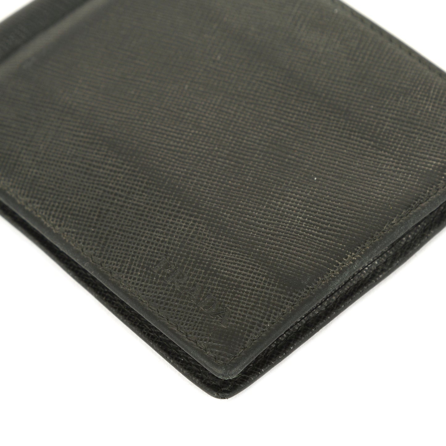 Prada Saffiano Money Clip Bifold Wallet