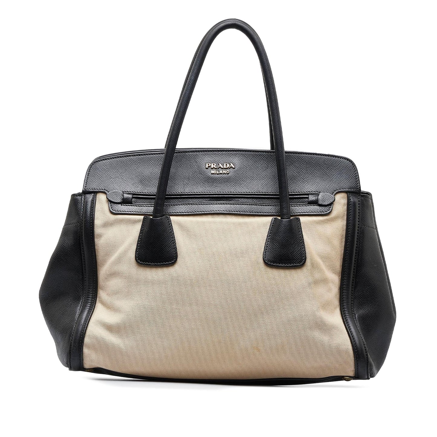 Prada Saffiano Trimmed Canvas Handbag (SHG-iRWMer)