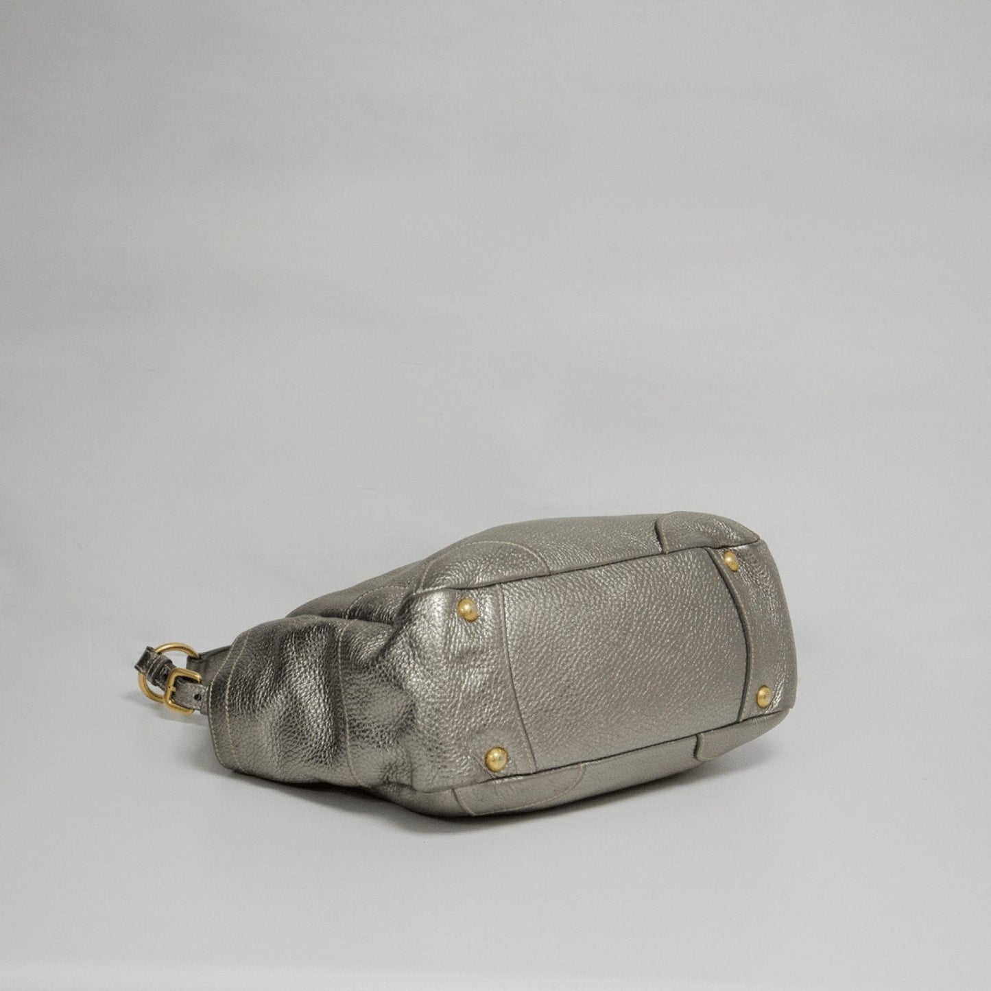 Prada Silver Metallic Peltro Vitello Daino Pocket Tote Bag
