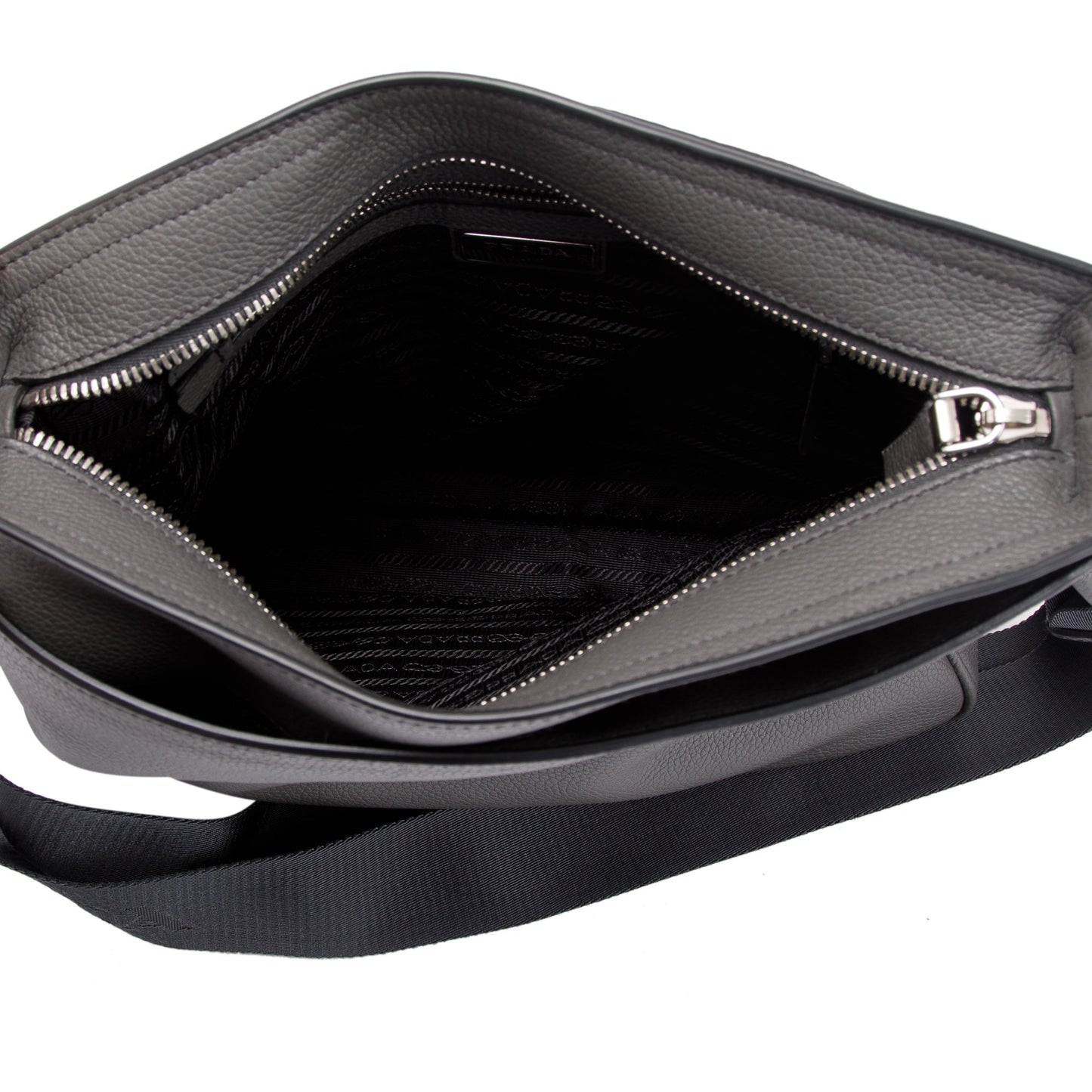 Prada Vitello Daino Front Pocket Zip Messenger Bag