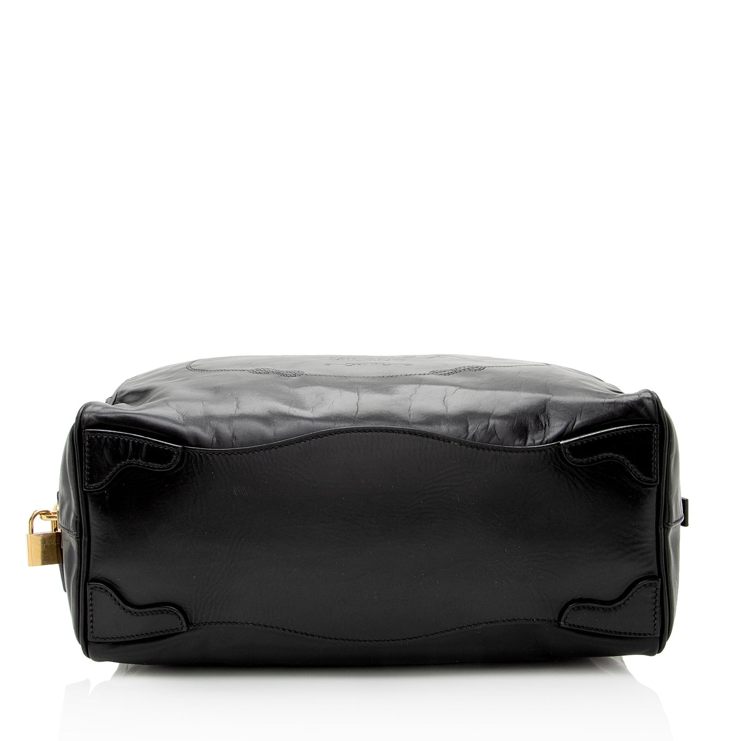 Prada Vitello Daino Spazzolato Logo Medium Bauletto Satchel (SHF-22727)