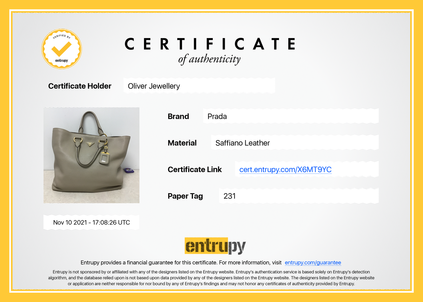 Prada Vitello Daino Tote