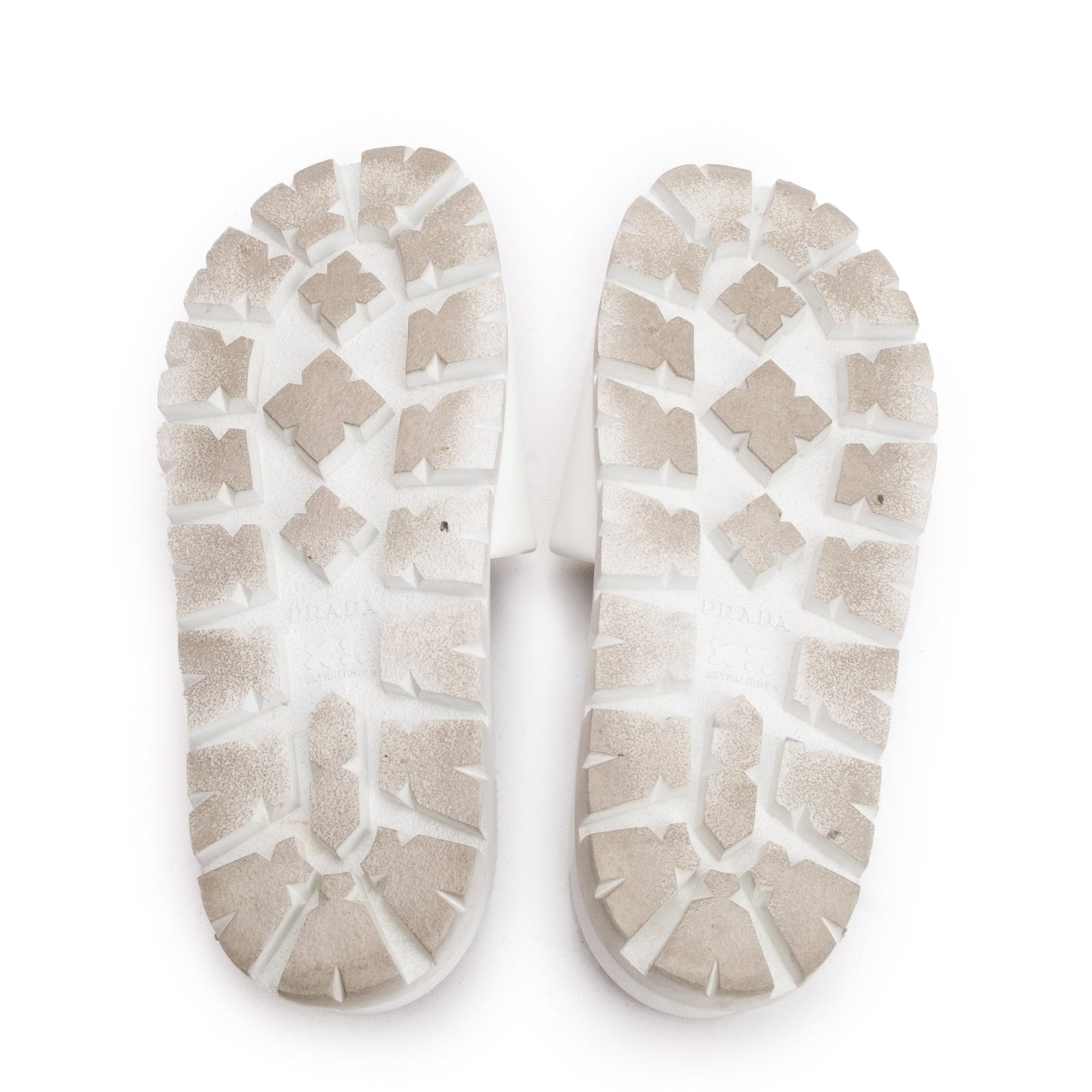 Prada White Graphic Print Leather Slide Sandals, Size 38.5