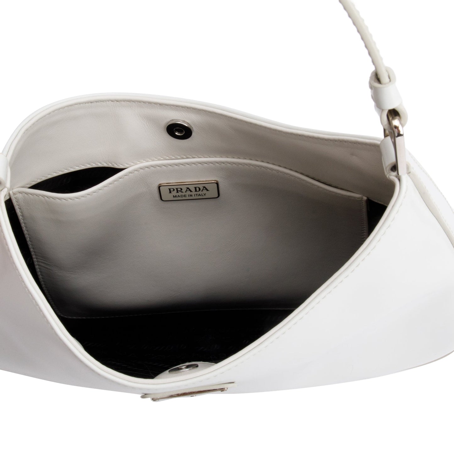 Prada White Spazzolato Leather Cleo Bag