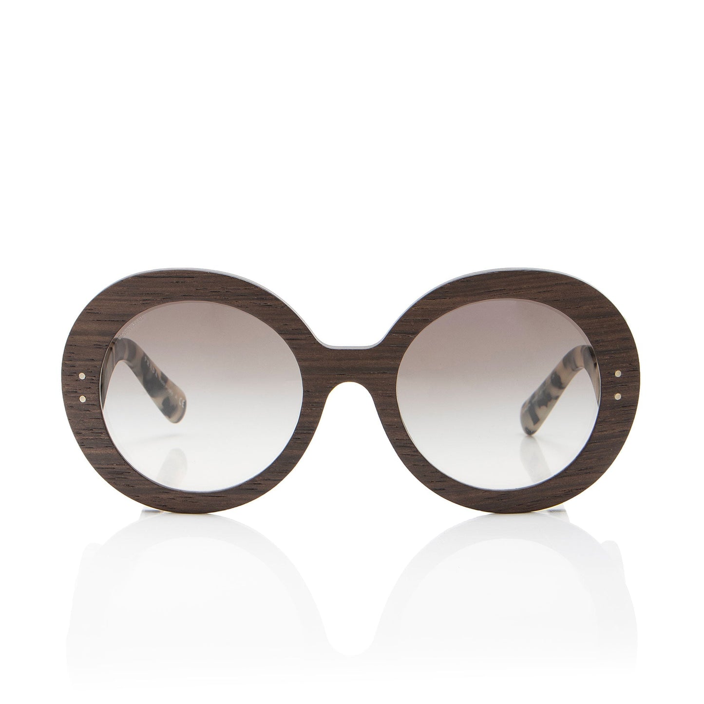 Prada Wooden Baroque Round Sunglasses