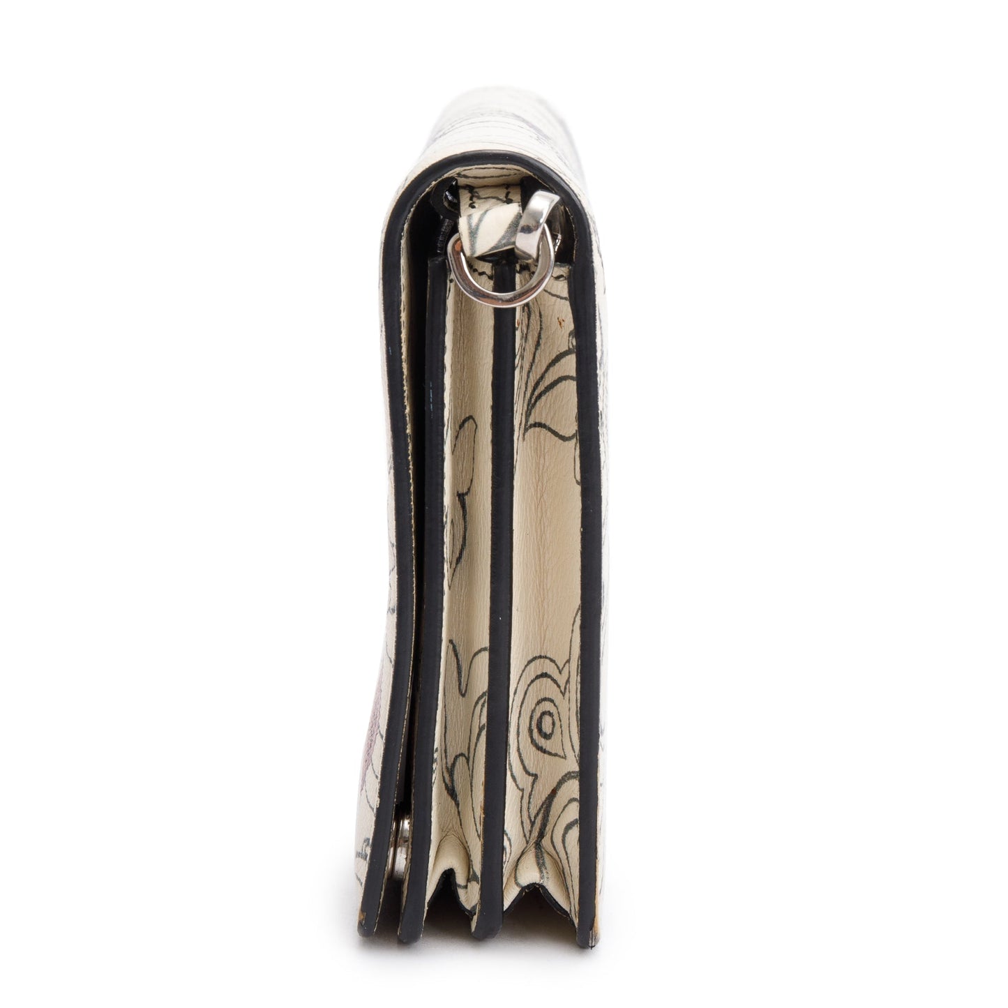 Prada X James Jean White Glace Calfskin Rabbit Print Wallet on Chain