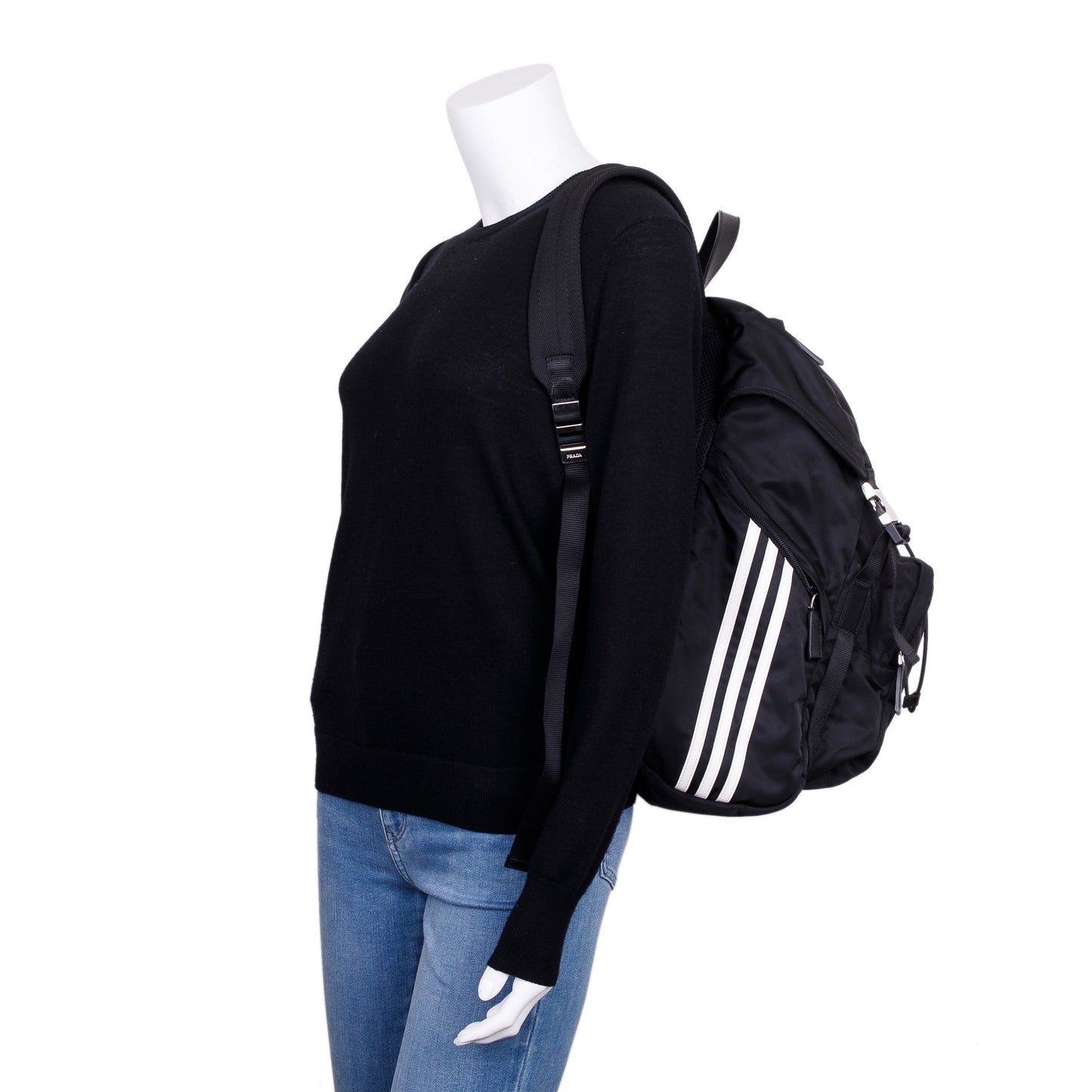 Prada x Adidas 2022 Black Re-Nylon and Saffiano Leather Backpack