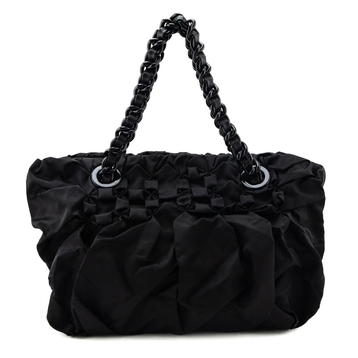 Prada Black Tessuto Nylon Origami Pleated Tote