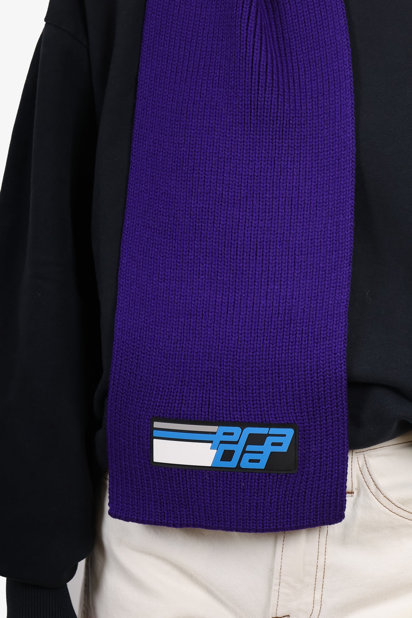 Prada Purple Wool Shaker Knit Scarf