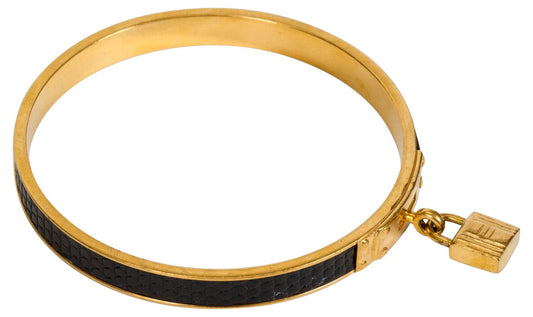 Hermes Black Lizard Cadena Bangle