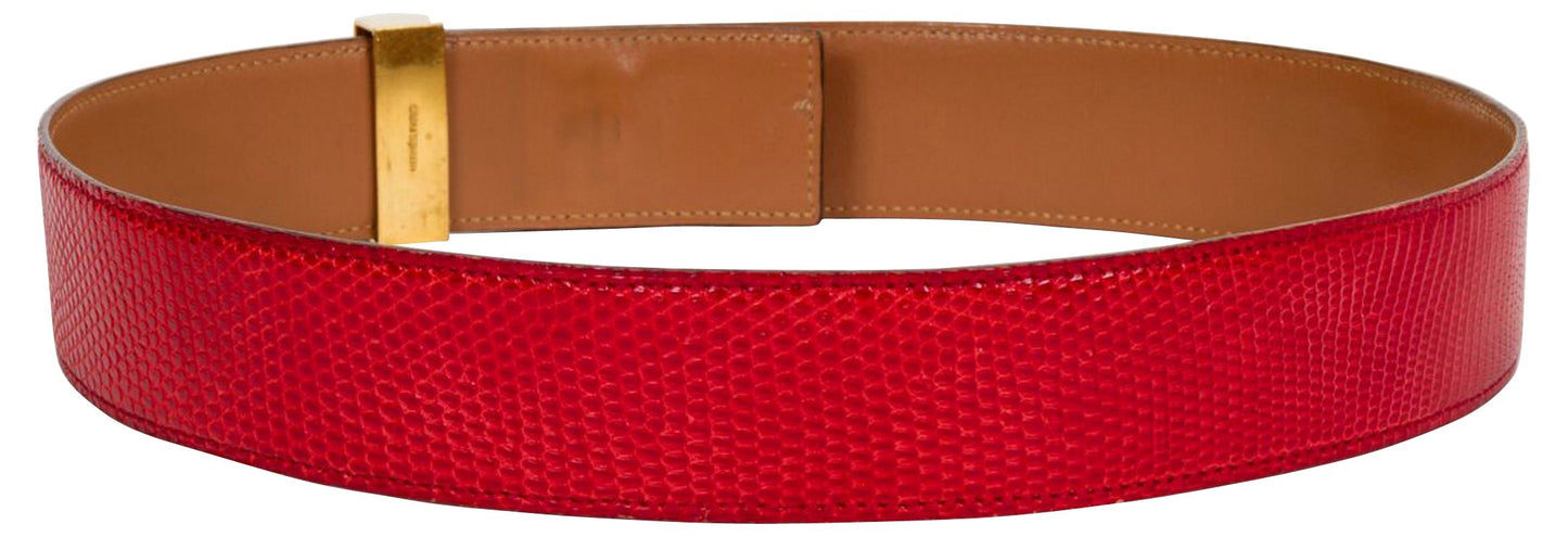 Hermes Red Collier De Chien Lizard Belt