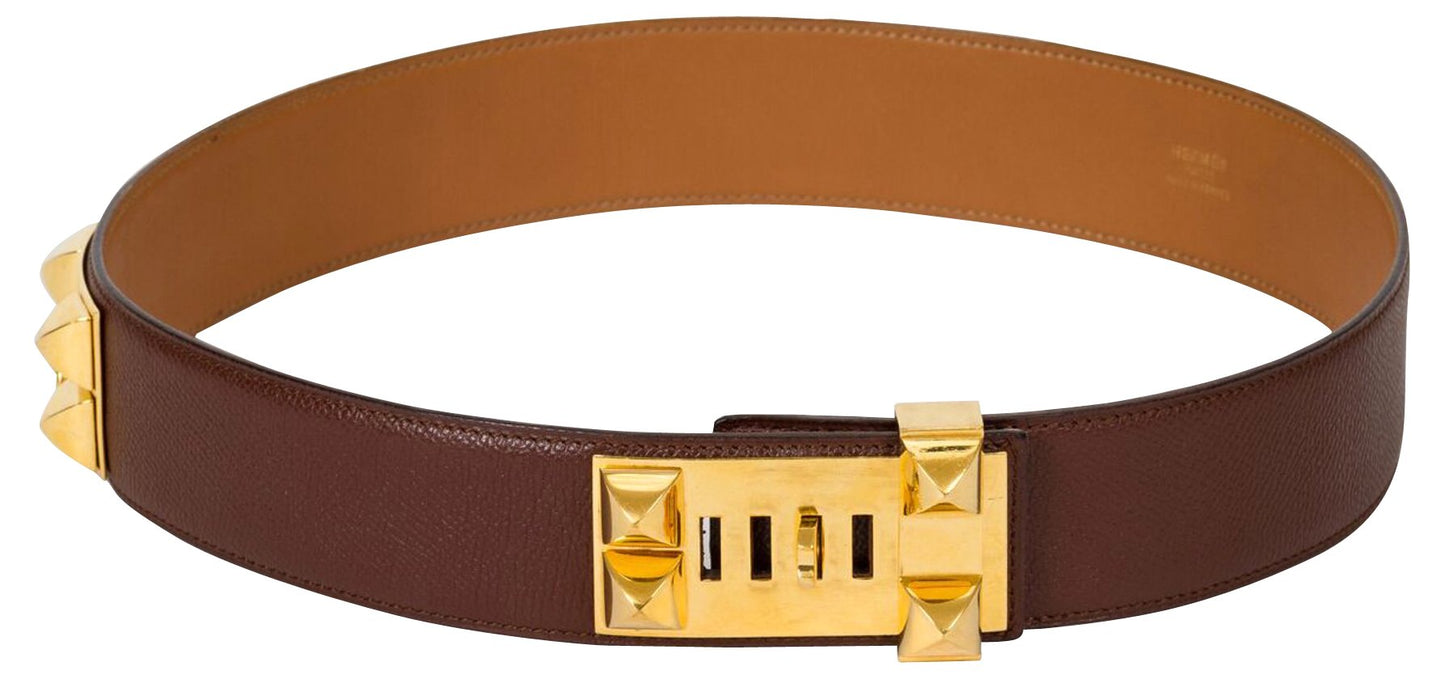 Hermes Brown Collier De Chien Belt