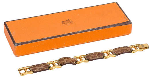 Hermes Brown Crocodile Bracelet