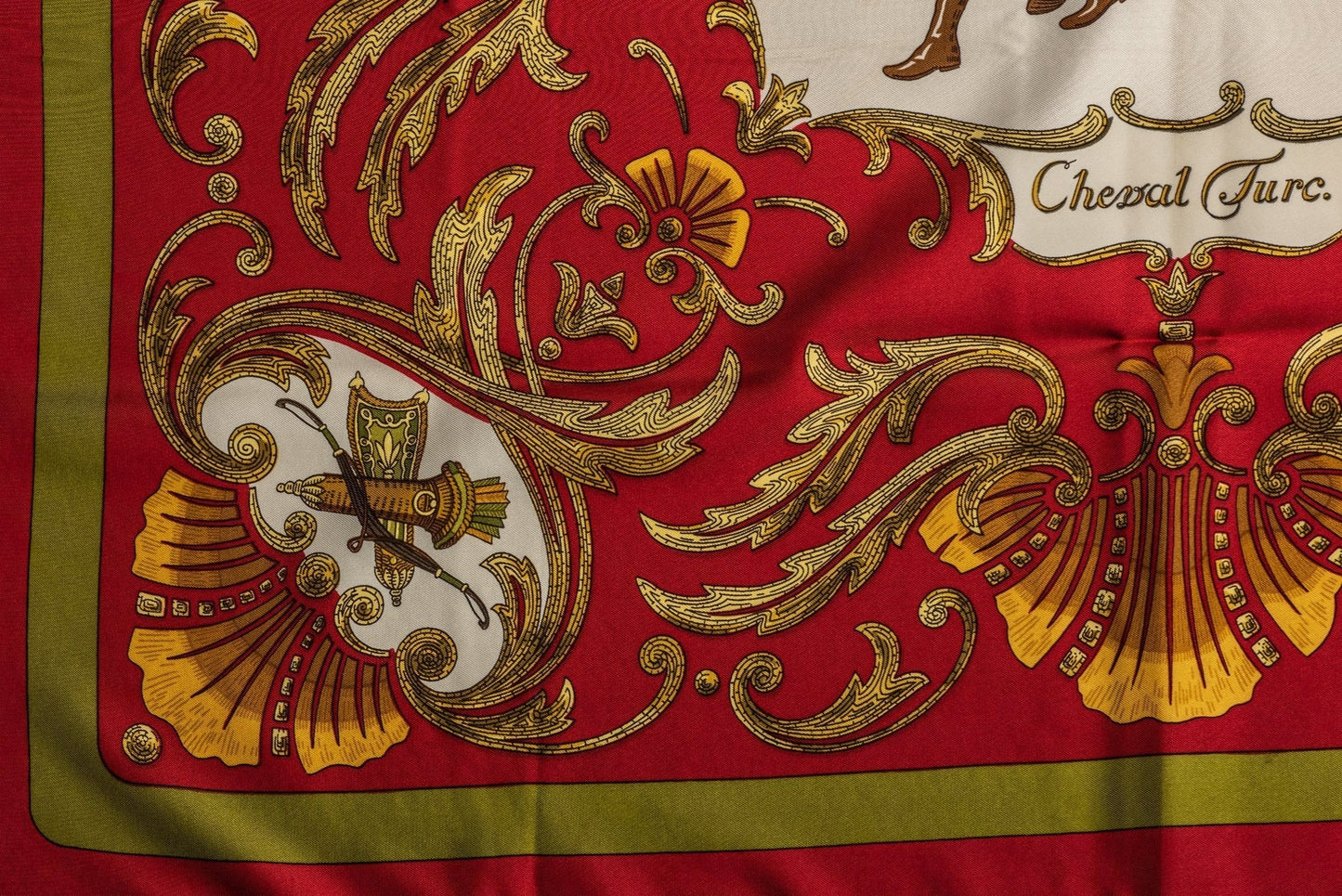 Hermes Red Silk Cheval Turc Scarf