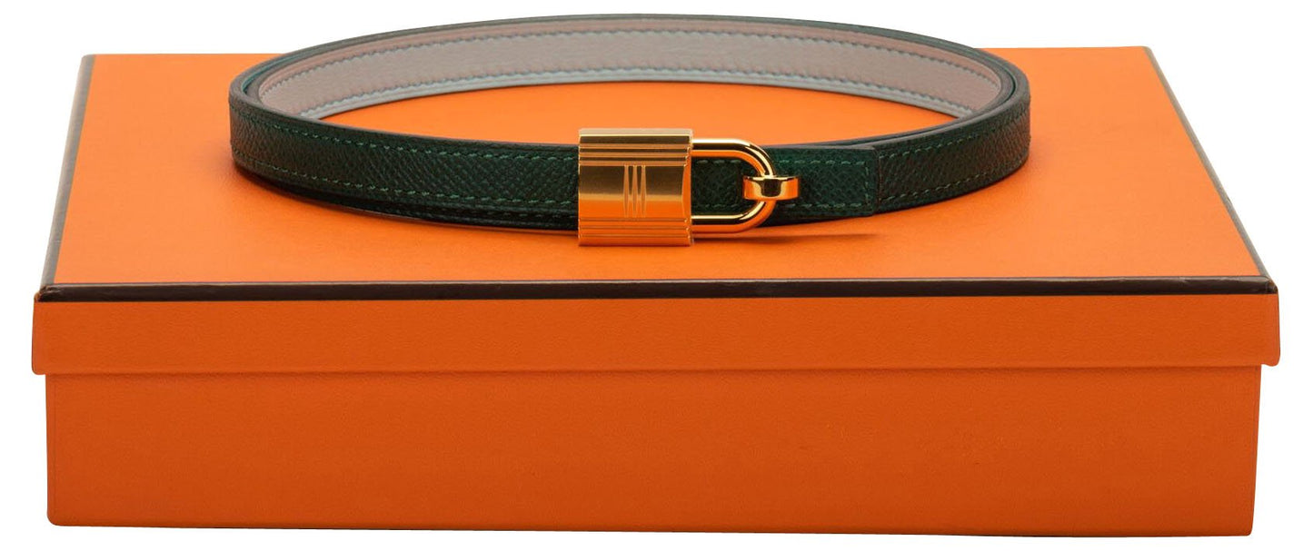 Hermes Green & Blue Atoll Lock Belt