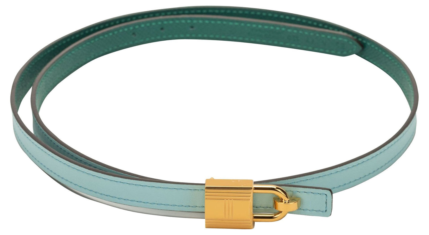Hermes Green & Blue Atoll Lock Belt