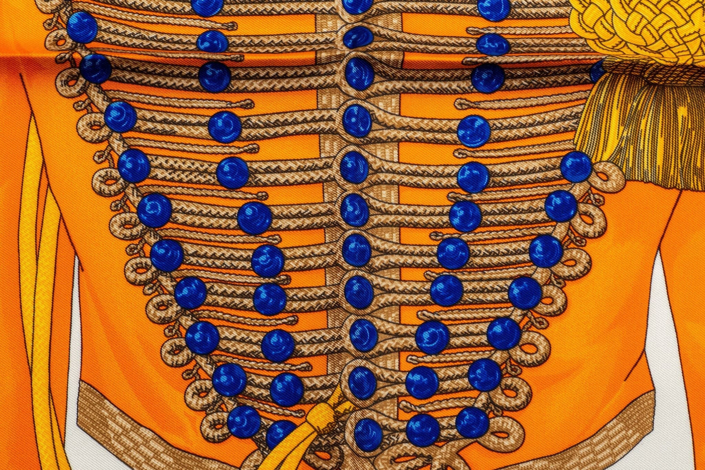 Hermes Yellow Brandebourgs Scarf