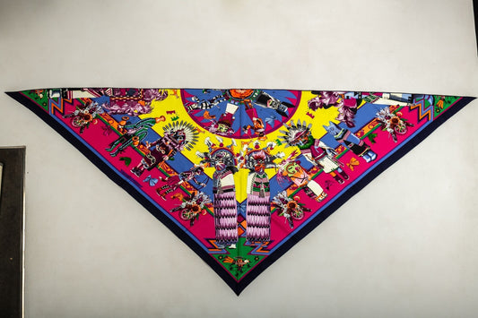 Hermes Fuchsia Pointe Kachinas Scarf