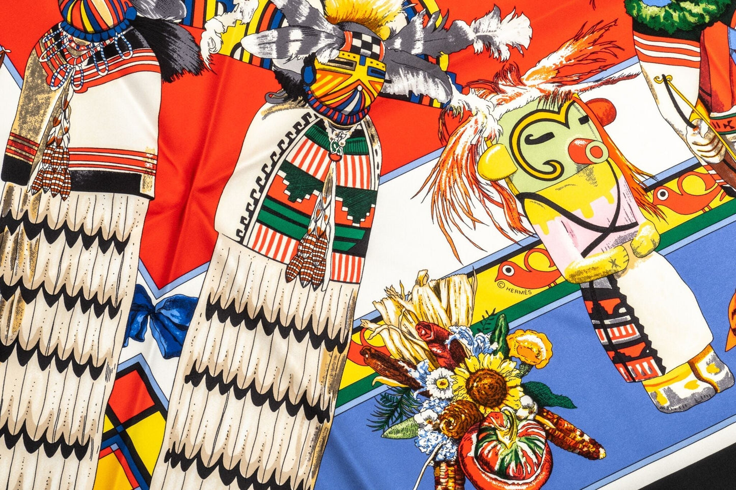 Hermes Blue Pointe Kachinas Scarf