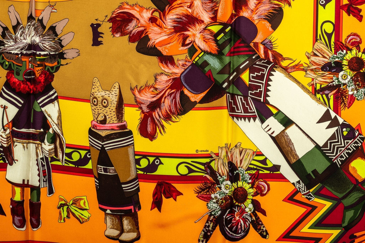 Hermes Kachinas Scarf Yellow