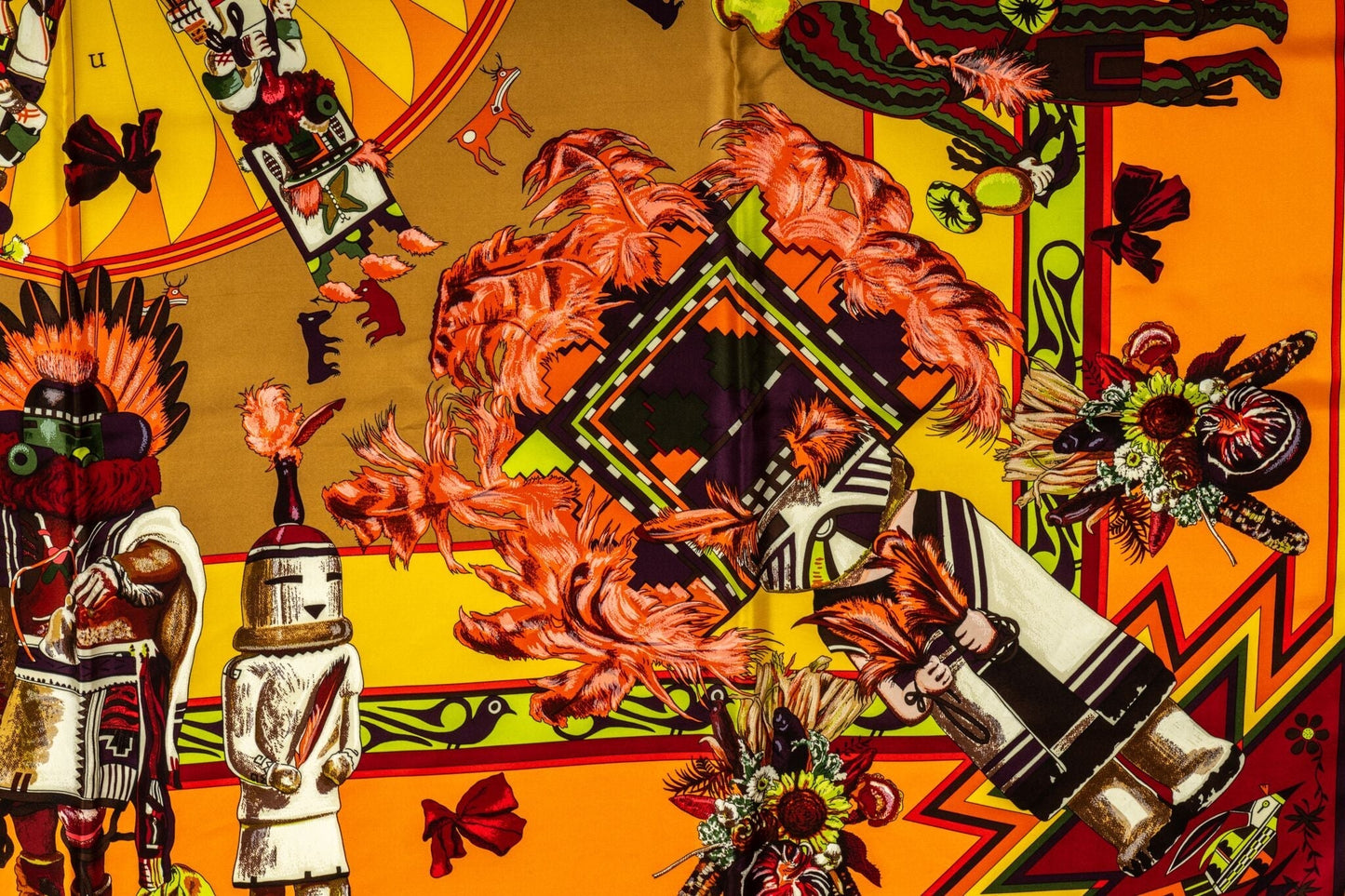 Hermes Kachinas Scarf Yellow