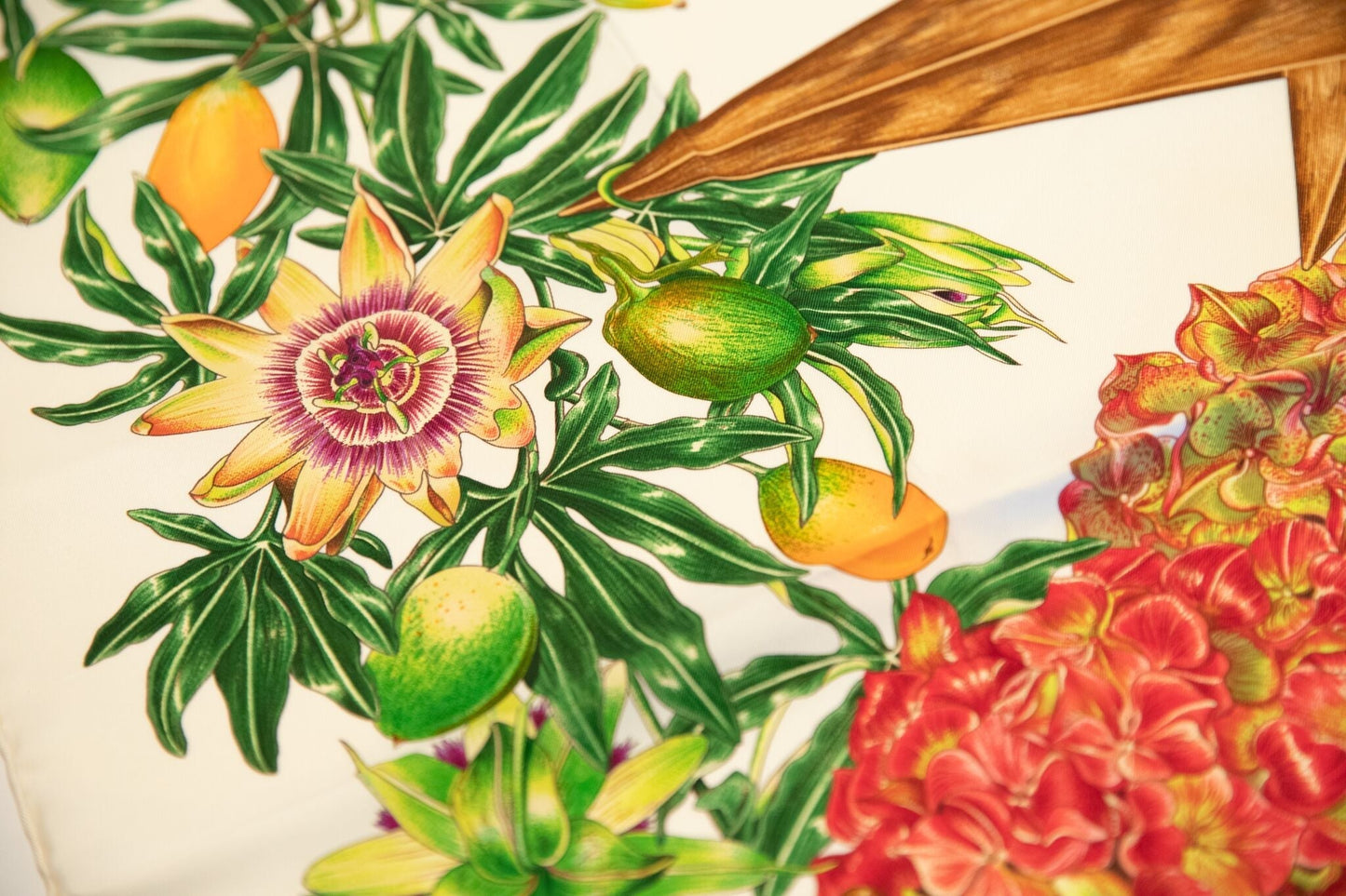 Hermes White Passiflores Scarf