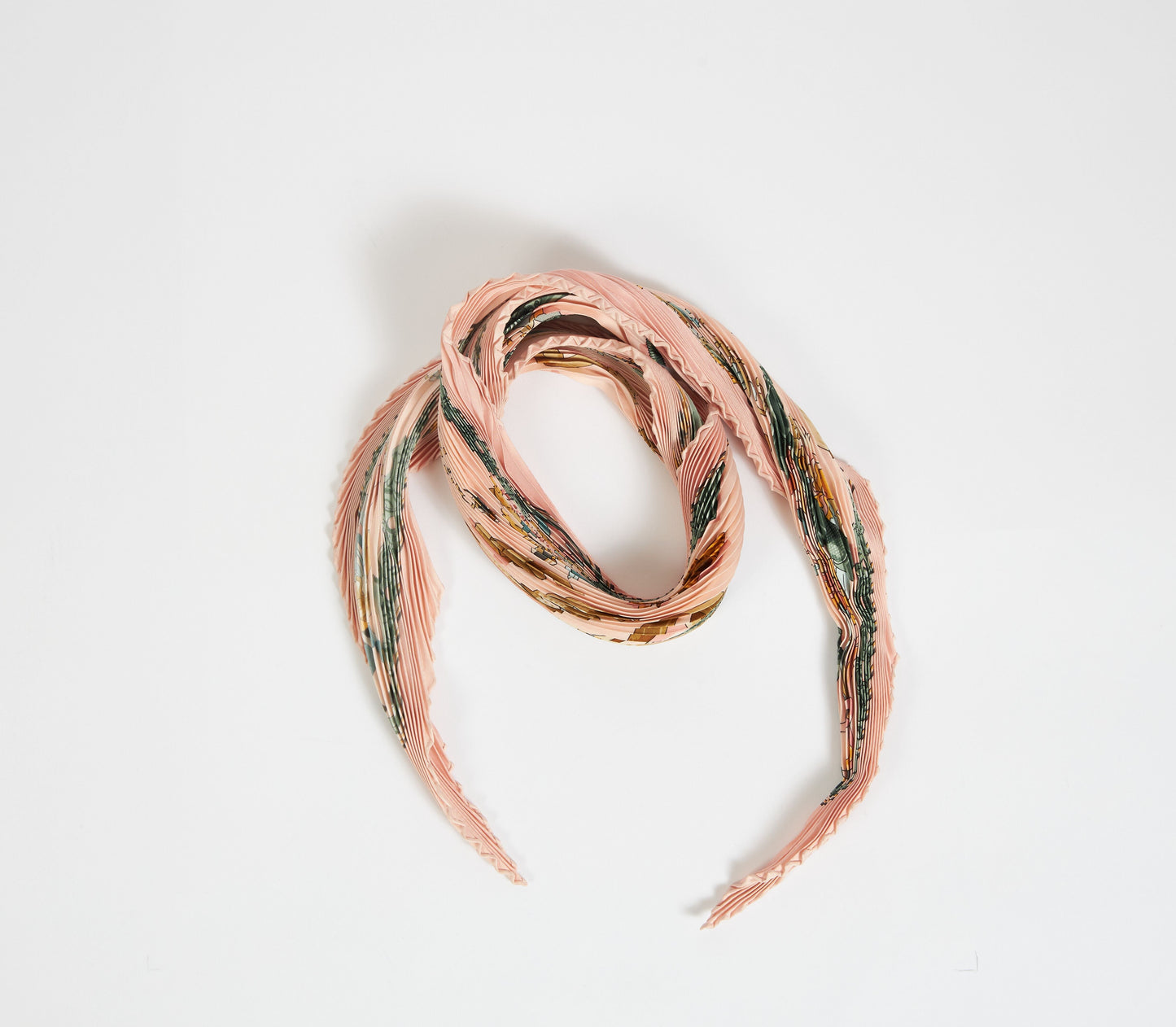 Hermes Pink Copeaux Pleated Silk Scarf