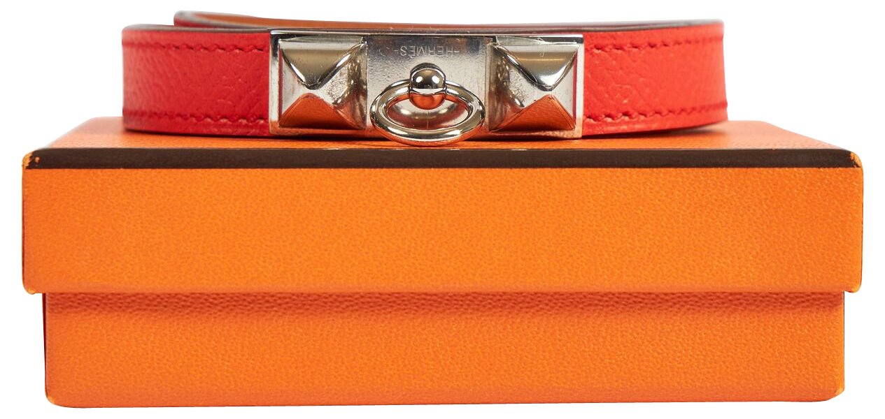 Hermes Rouge Pivoine Double Bracelet