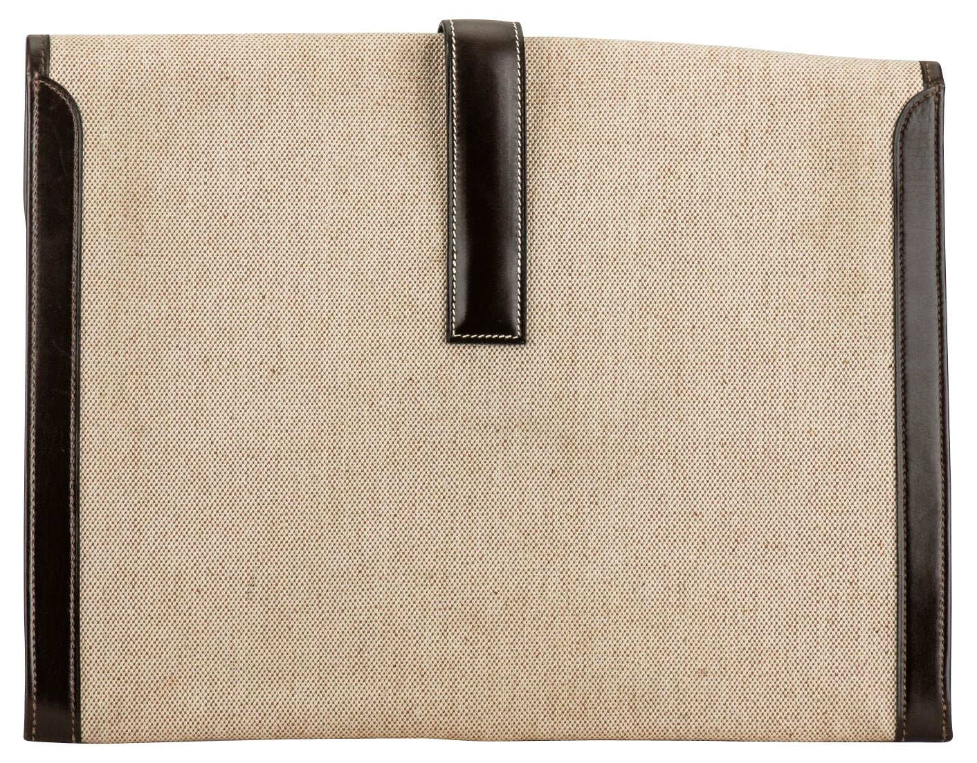 Hermes Jige Brown Toile Clutch
