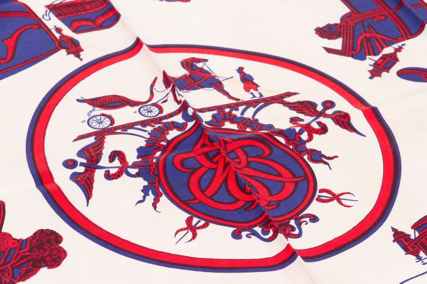 Hermes   Red Carrosse Silk Scarf